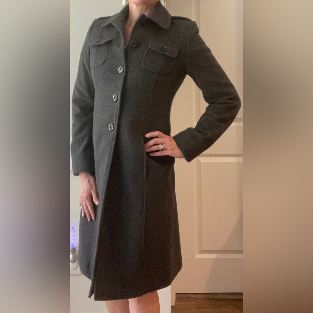 Kenneth Cole Reaction Women’s Military Style Gray Wool Coat| Size 2 | Like New